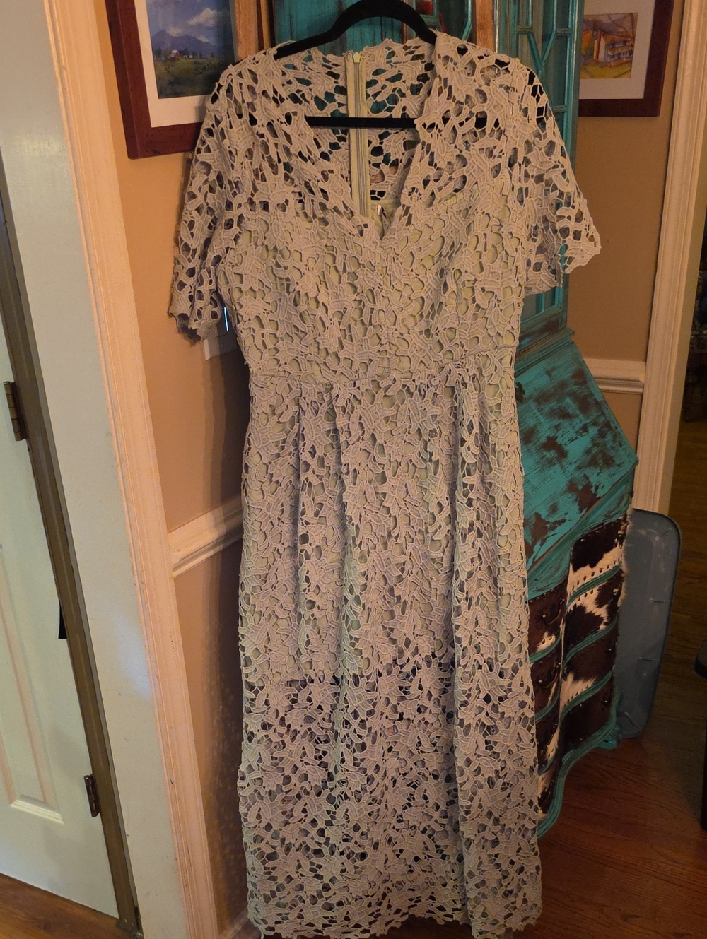 Endless Rose Light Blue Crochet Lace Midi Dress